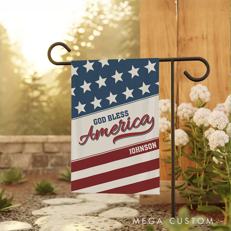 Personalized Stars and Stripes Design Garden Flag with Name Christian Home Decor Independence Day Gift 