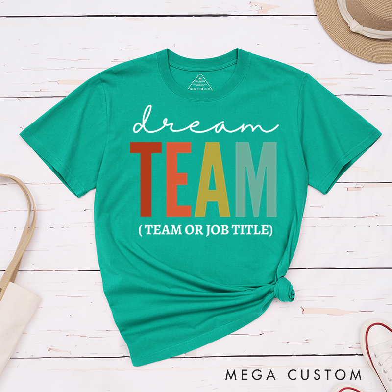 Personalized Dream Team T-Shirt Retro Color Palette Vintage Style Fashion Design Teamwork Coworkers Gifts