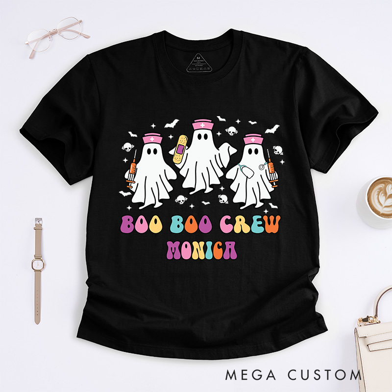 Personalized Nurse T-Shirts Boo Boo Crew Halloween Fashion Design T-Shirts Nurse Halloween Gifts
