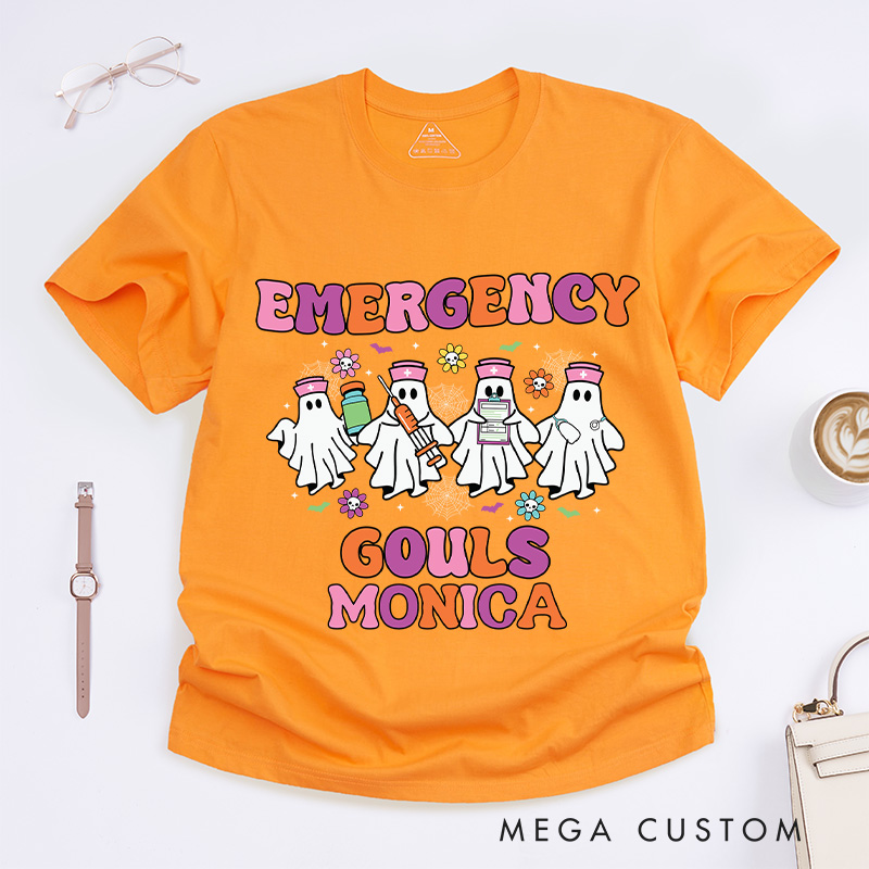 Personalized Nurse T-Shirts Emergency Ghouls Fashion Design T-Shirts Nurse Halloween Gifts