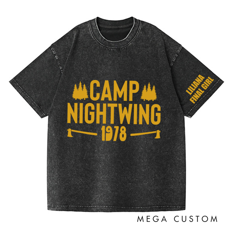 Personalized Camp Nightwing Washed T-Shirts Horror Movie Tshirt 80s Halloween Movie Shirt