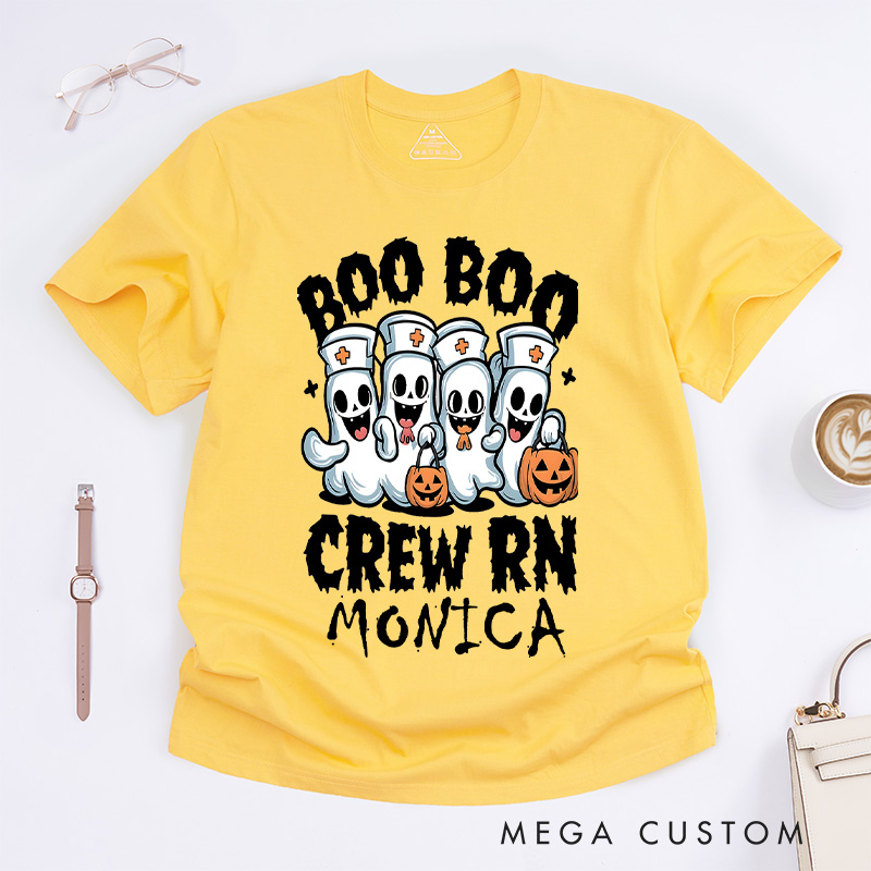 Personalized Nurse T-Shirts Boo Boo Crew RN Fashion Design T-Shirts Nurse Halloween Gifts