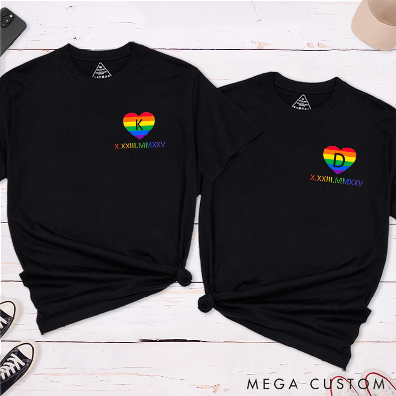 Personalized Minimalist LGBTQ Couple T-Shirts LGBTQ Gay Lesbian Matching Shirt Couple T-Shirt for LGBTQA+