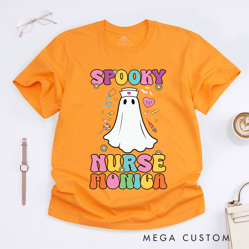 Personalized Nurse T-Shirts Spooky Nurse Fashion Design T-Shirts Nurse Halloween Gifts