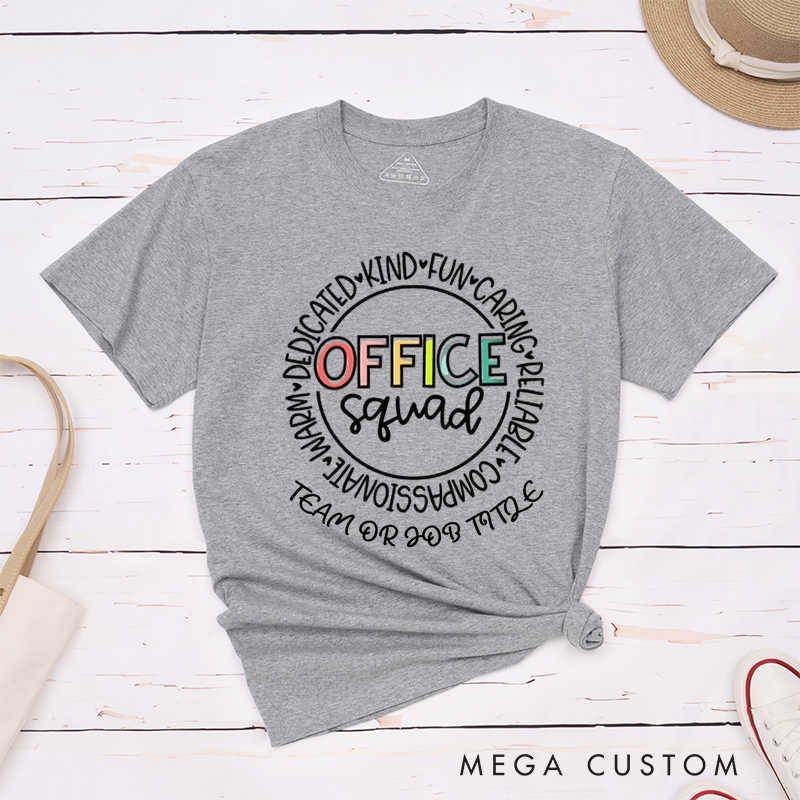 Personalized Office Squad Circle Design T-Shirt for Coworkers Fun and Creative Style Team Appreciation Gifts