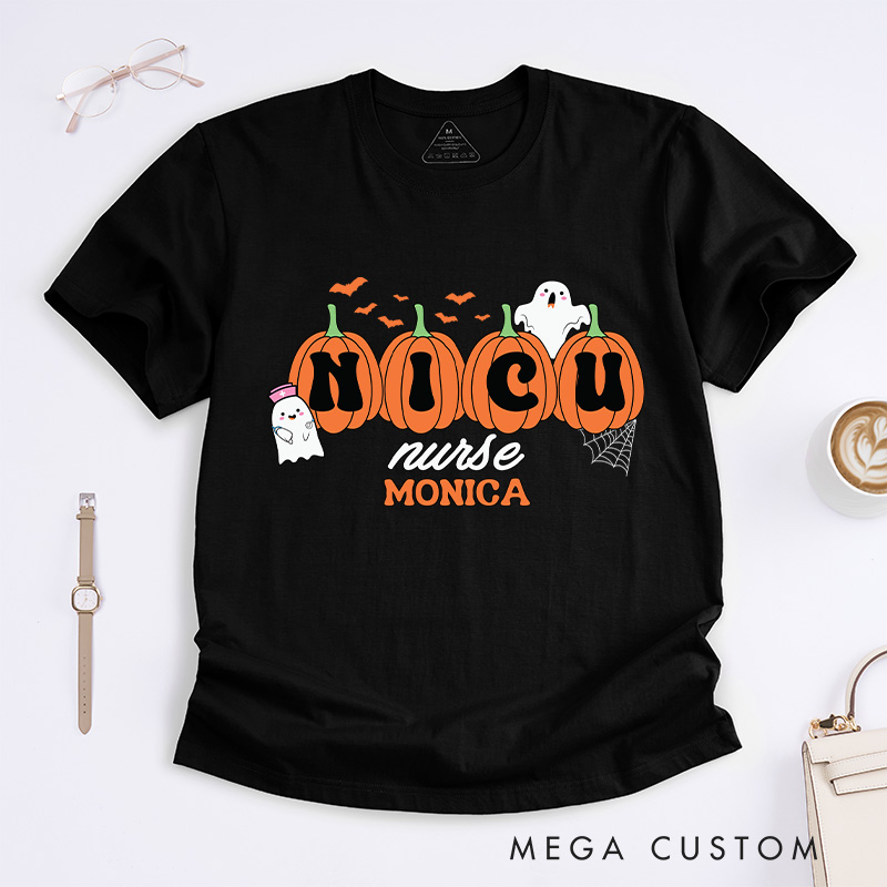 Personalized Nurse T-Shirts NICU Nurse Design Fashion Design T-Shirts Nurse Halloween Gifts