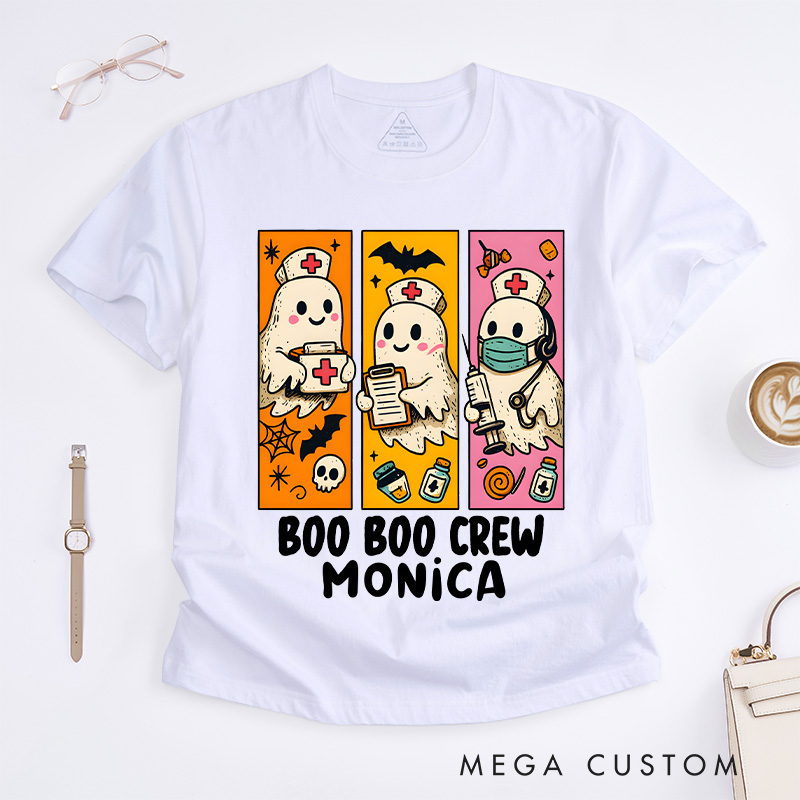 Personalized Nurse T-Shirts Boo Boo Crew Design Fashion Design T-Shirts Nurse Halloween Gifts