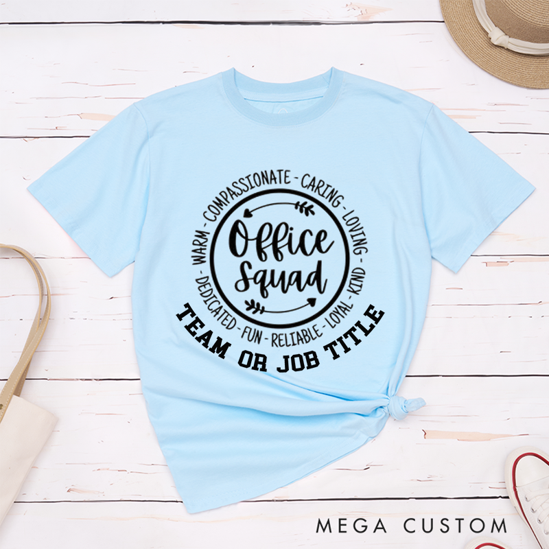 Personalized Office Squad Minimalist Design T-Shirt for Coworkers Thoughtful Gift Teamwork Gifts