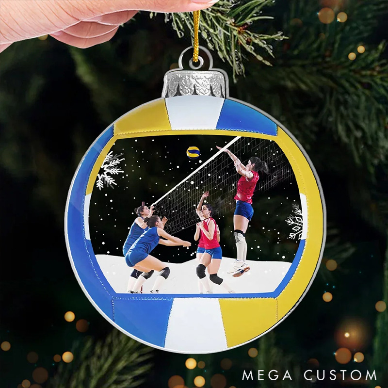 Personalized Volleyball Acrylic Ornament with Custom Your Photo and Festive Design