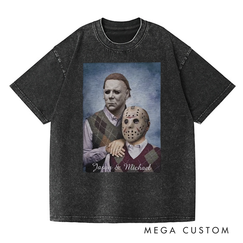 Personalized Retro the Step Brothers Movie Washed T-Shirts Horror Spooky Movies Tshirt Film Fan Shirt Halloween