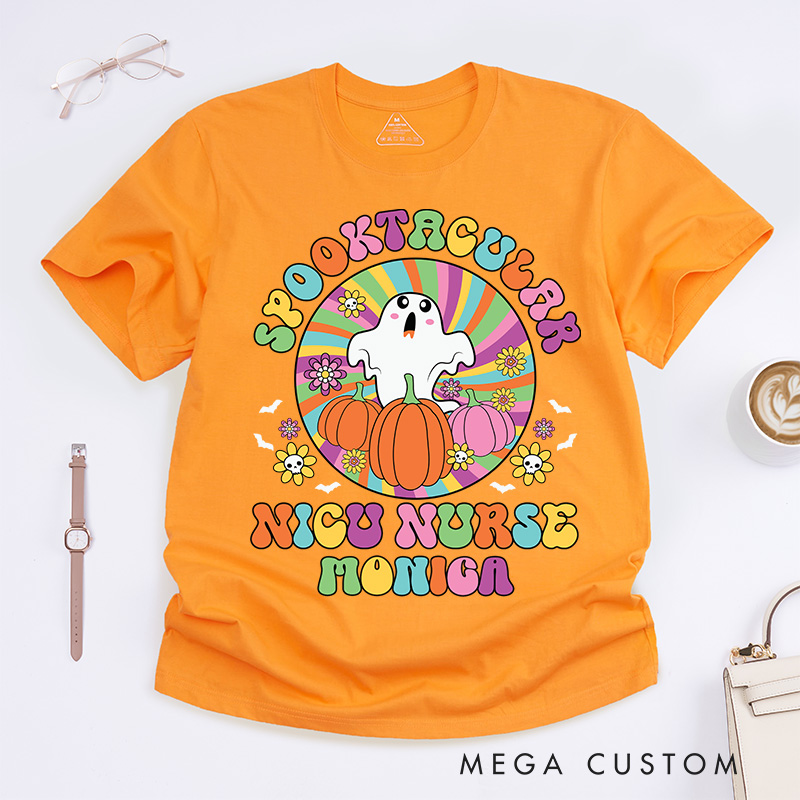 Personalized Nurse T-Shirts Spooktacular NICU Nurse Fashion Design T-Shirts Nurse Halloween Gifts