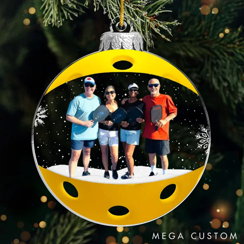 Personalized Pickleball Acrylic Ornament with Custom Your Photo and Festive Design
