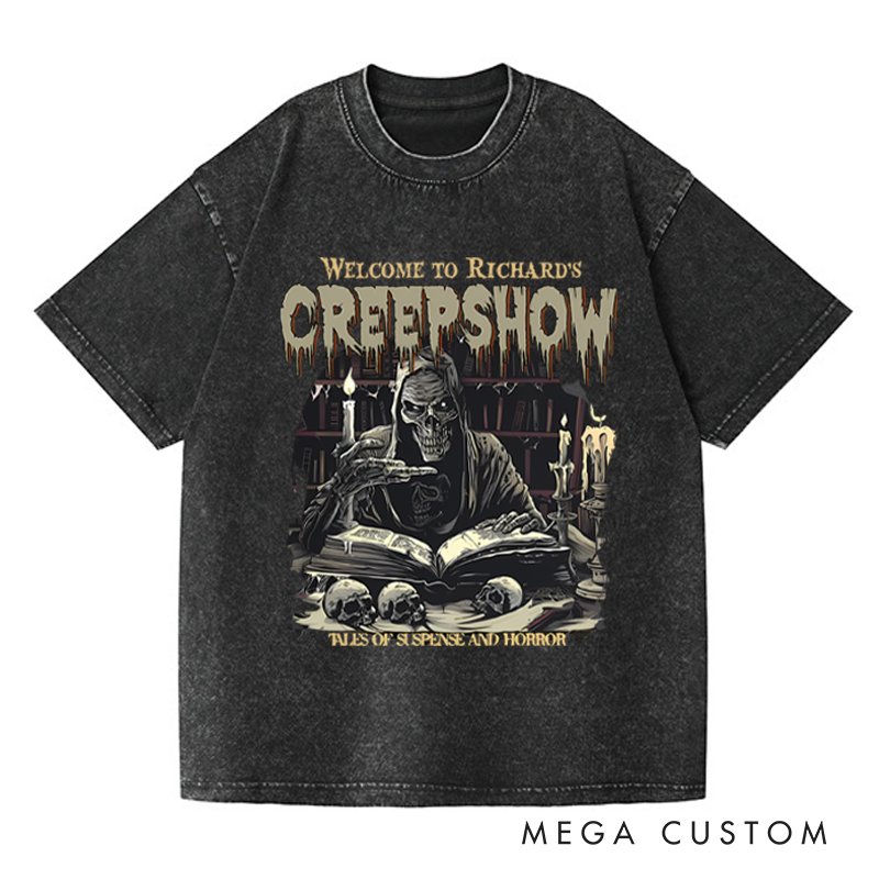 Personalized Retro Your Creepy Show Horror Movie Washed T-Shirts Horror Spooky Movies Tshirt Film Fan Shirt Halloween