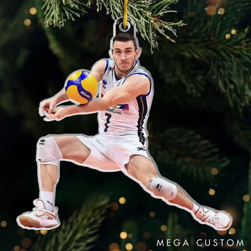 Personalized Volleyball Acrylic Ornament with Custom Your Action Photo and Festive Design for Him