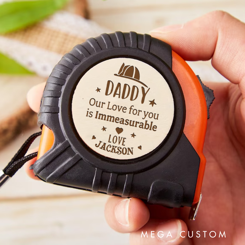 Personalized Firefighter Daddy Our Love for You Is Immeasurable Tape Measure Custom Gift for Fathers