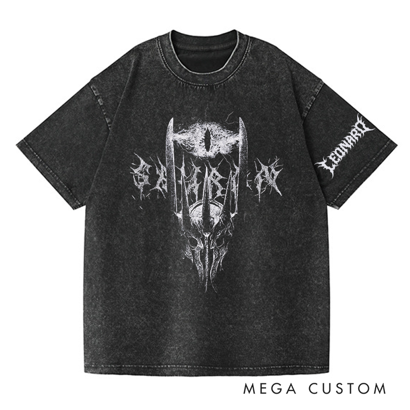 Personalized Retro Dark Lord Fantasy Movie Washed T-Shirts Fantasy Movies Fandom Tshirt Film Fan Booklover Shirt Halloween