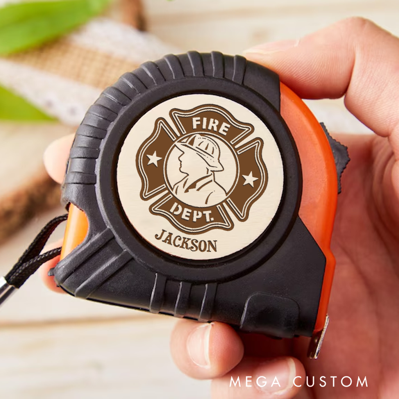 Personalized Fire Dept Measure Tape Custom Engraved Gift for Firefighters