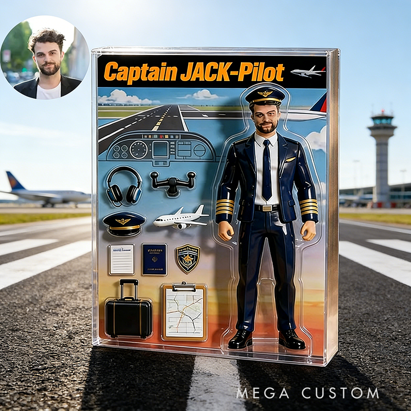 Personalized Pilot Captain Theme Acrylic Block Plaque Custom Photo Perfect Holiday Gift