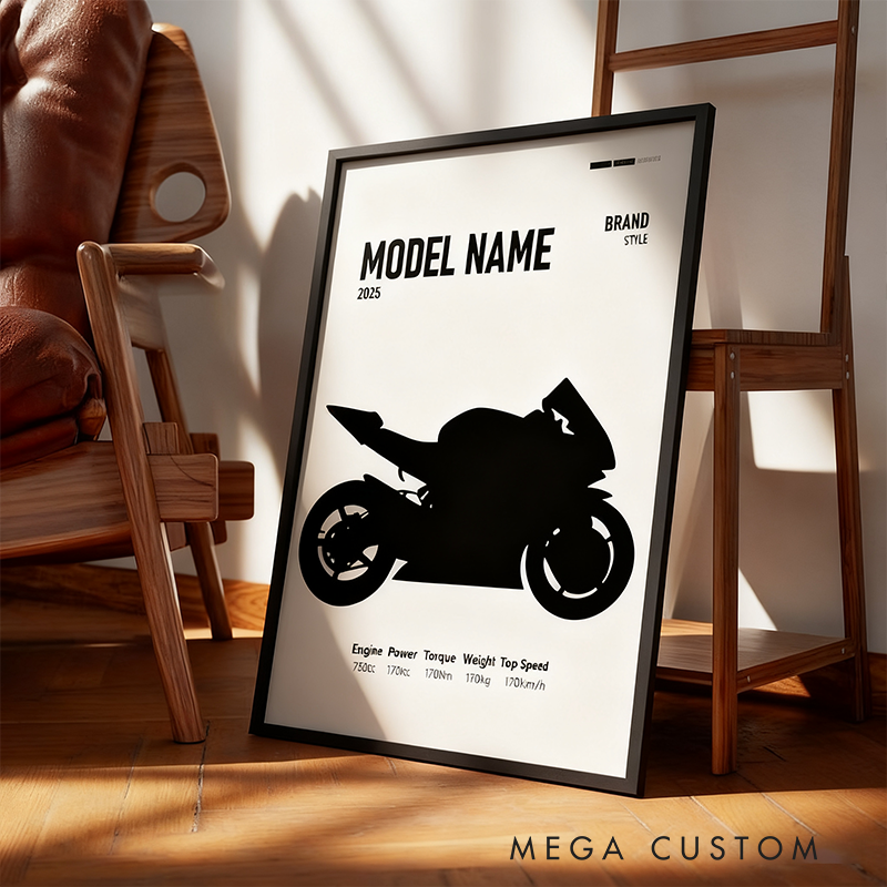 Personalized Custom Motorbike Poster Unique Motorcycle Art Print High Quality Wall Decor Stylish Custom Gift for Motorsport Racer and Motorcycle Lovers