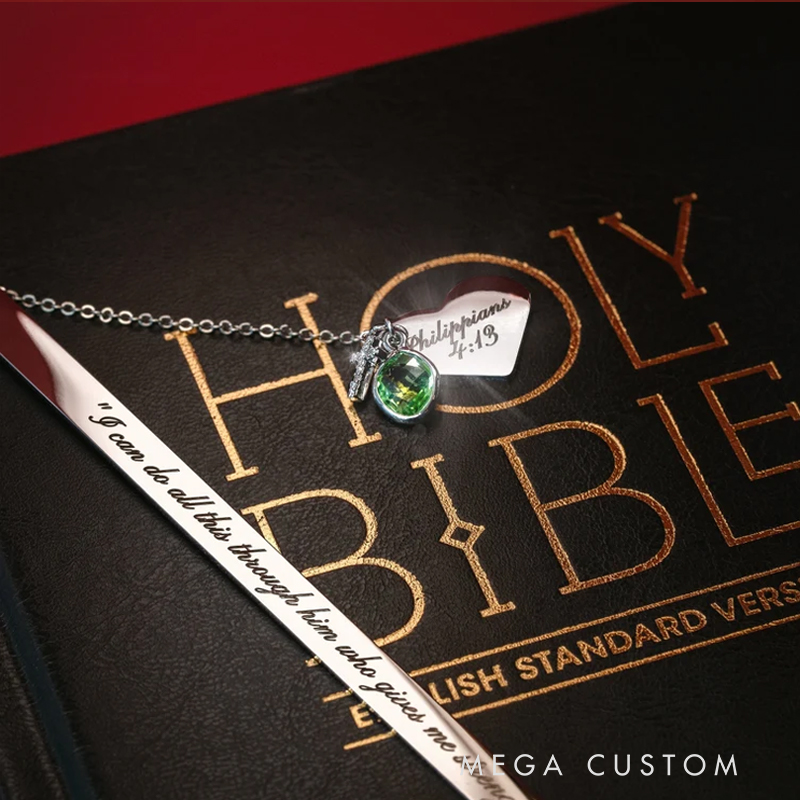 Personalized Bible Bookmark with Birthstone Birthday Christmas Bible Verse Religious Best Gift for Christians