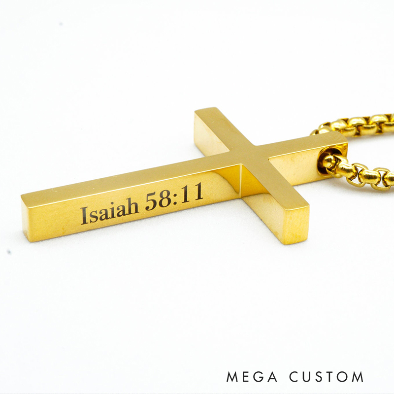 Personalized Cross Scripture Pendant Necklace for Men Religious Jewelry Christian Bible Verse Gift for Him