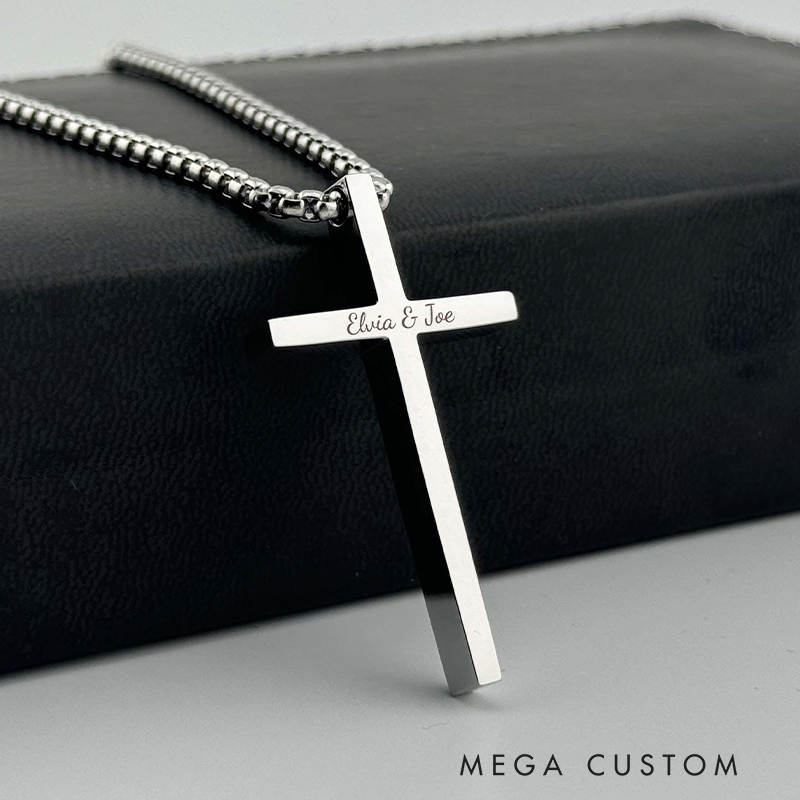 Personalized Cross Scripture Pendant Necklace for Men Religious Jewelry Religious Gift Christian Gift for Him