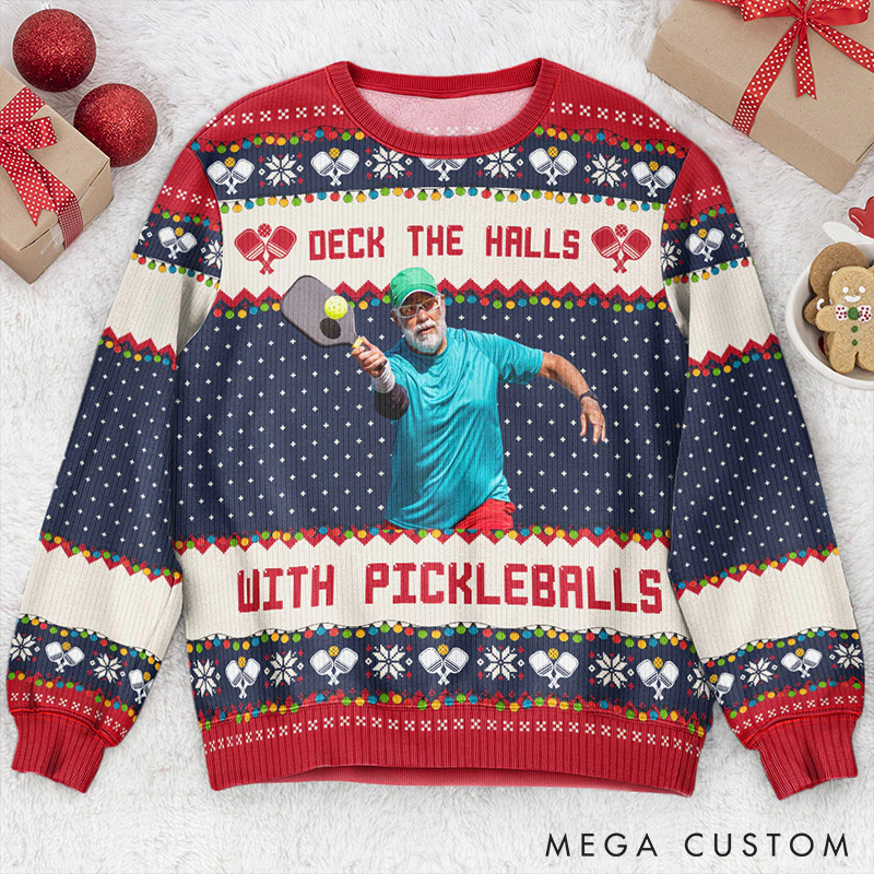 [Copy]Personalized American Football Holiday Ugly Sweater with Custom Photo and Festive Design