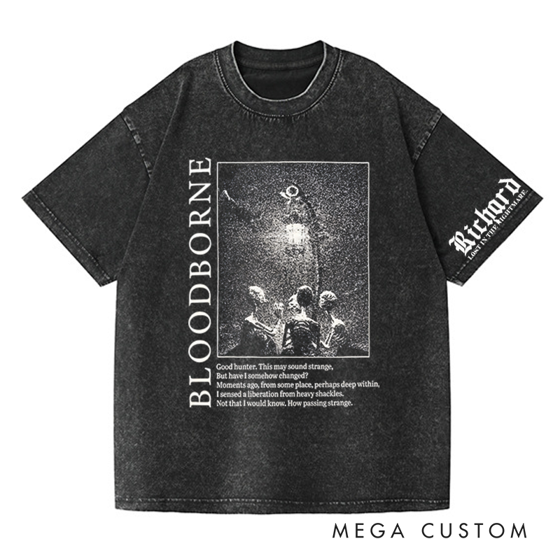 Personalized Good Hunter Gothic Game Washed T-Shirts Video Game Tshirt Nightmare Hunter Shirt Halloween