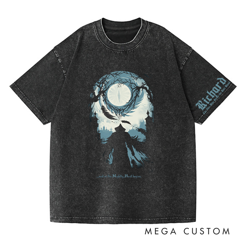 Personalized Nightly Hunt Begins Gothic Game Washed T-Shirts Video Game Tshirt Nightmare Hunter Shirt Halloween