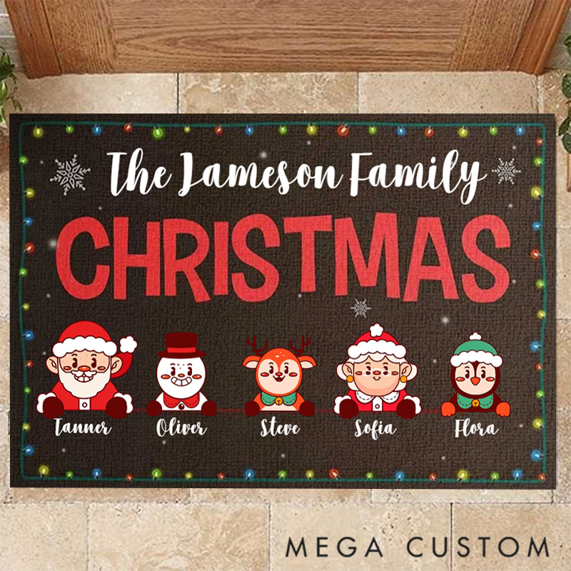 Personalized Happy Christmas with Our Family Doormat Gift Ideas for Christmas