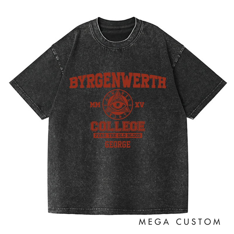 Personalized Byrgenwerth College Gothic Game Washed T-Shirts Video Game Tshirt Nightmare Hunter Shirt Halloween