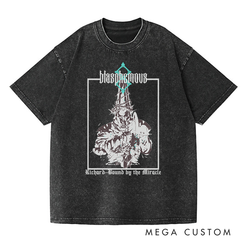 Personalized Blasphemous Gothic Game Washed T-Shirts Video Game Tshirt Nightmare Hunter Shirt Halloween