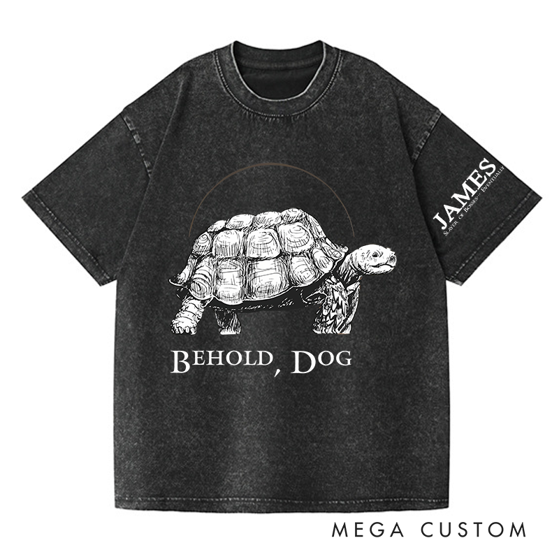 Personalized Behold Dog Gothic Game Washed T-Shirts Video Game Tshirt Soulslike Shirt Halloween