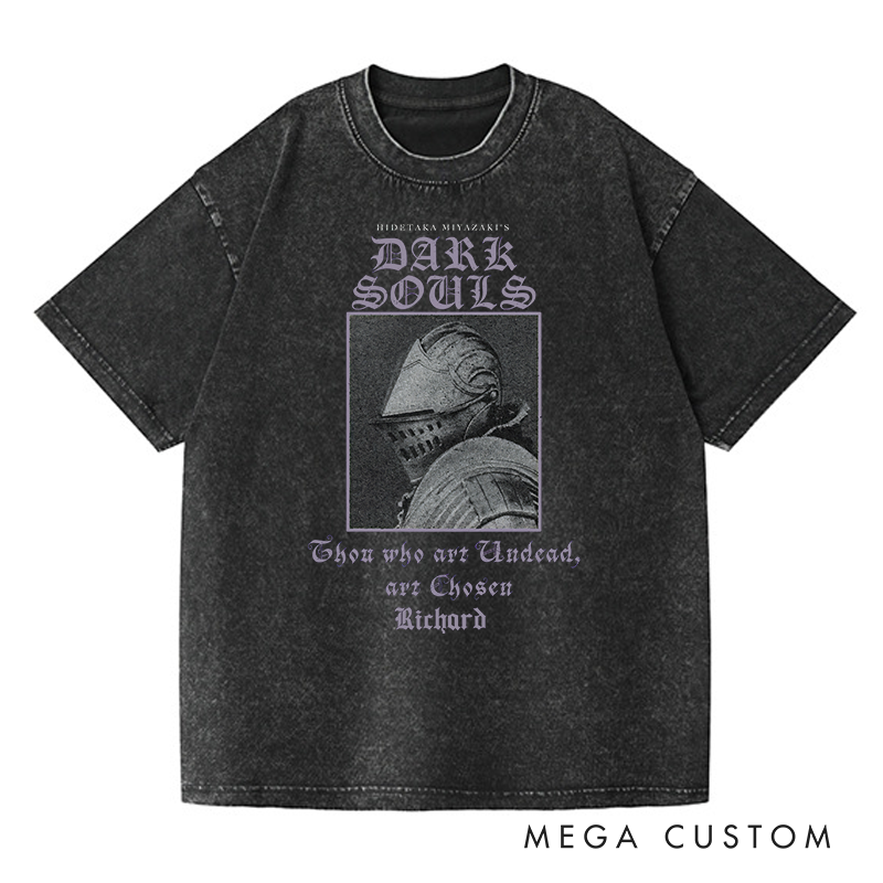 Personalized Chosen Undead Gothic Game Washed T-Shirts Video Game Tshirt Undead Shirt Halloween