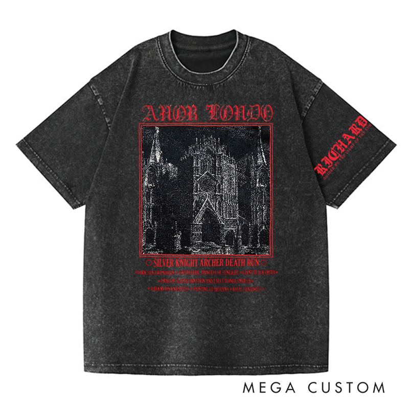 Personalized Anor Londo Gothic Game Washed T-Shirts Video Game Tshirt Undead Shirt Halloween