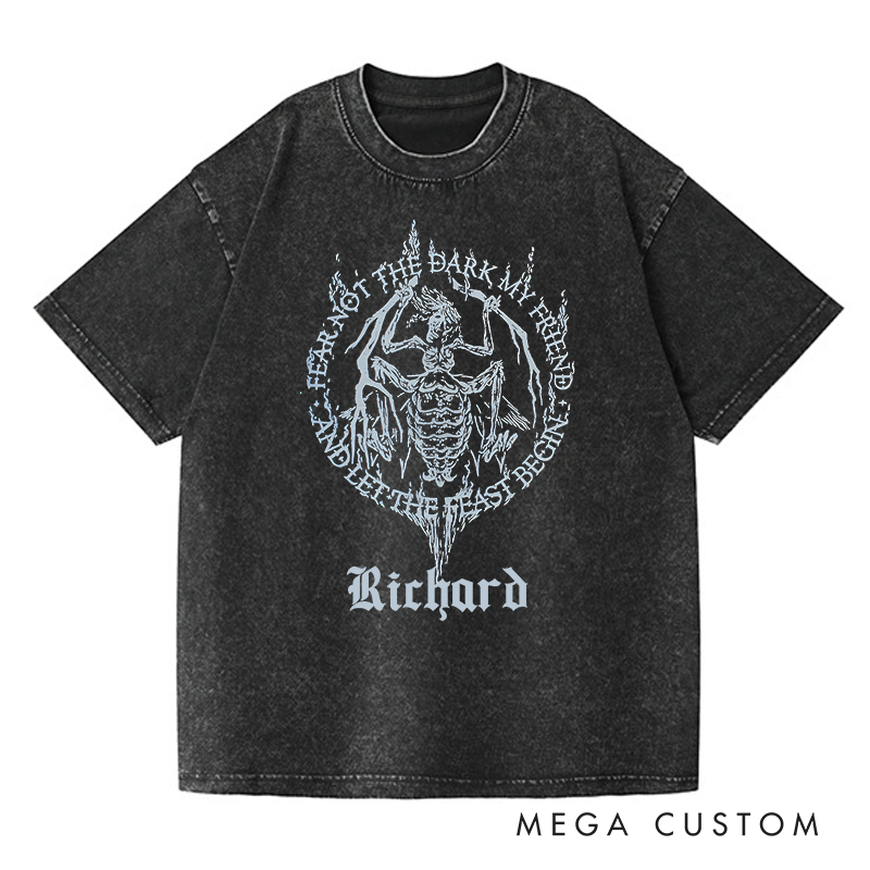 Personalized Let the Feast Begin Gothic Game Washed T-Shirts Video Game Tshirt Undead Shirt 