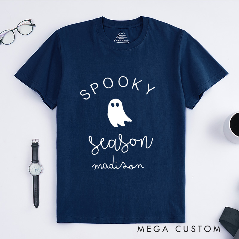 Personalized Spooky Season Halloween T-Shirt Perfect for Adding a Festive and Playful Vibe to Outfits T-Shirt