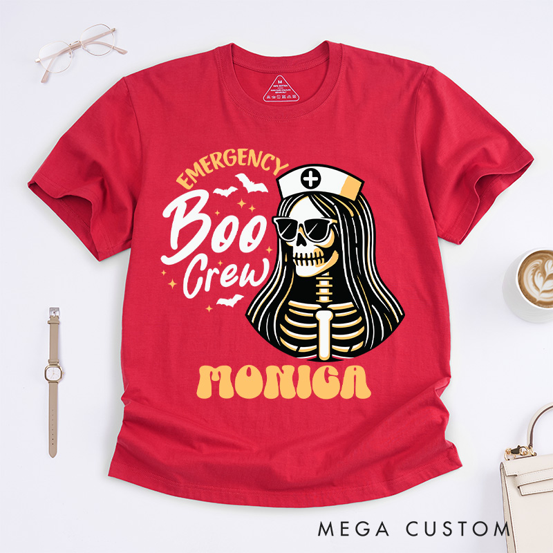 Personalized Nurse T-Shirts Emergency Boo Crew Design T-Shirts Nurse Halloween Gifts