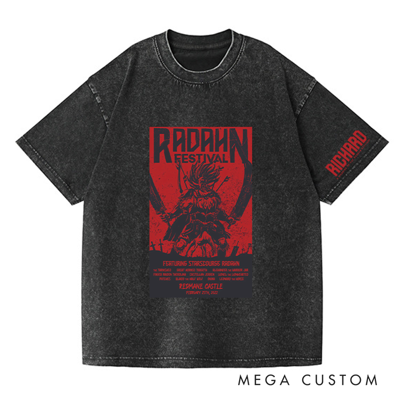 Personalized Red Radahn Festival Gothic Game Washed T-Shirts Video Game Tshirt Soulslike Shirt Music Lover