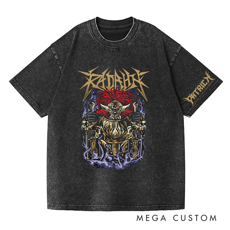 Personalized Metal Radahn Gothic Game Washed T-Shirts Video Game Tshirt Soulslike Shirt