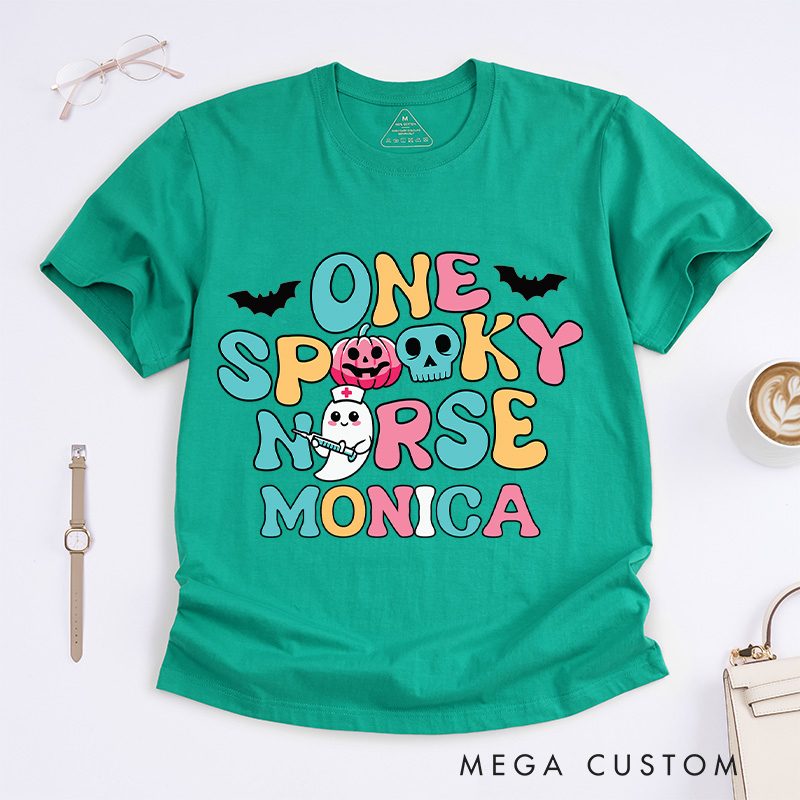 Personalized Nurse T-Shirts One Spooky Nurse Design T-Shirts Nurse Halloween Gifts