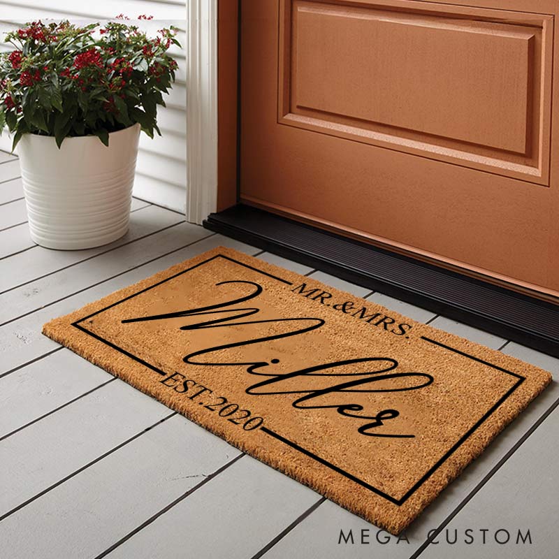Personalized Family Last Name Doormat Couple 5th Anniversary Door Mats Gift for Husband Wife