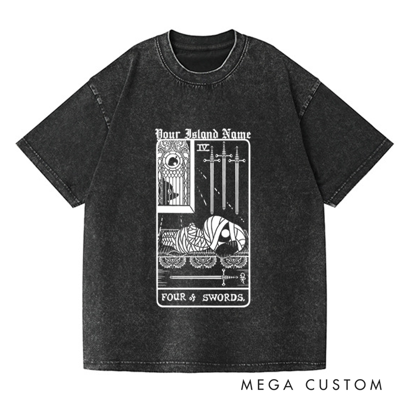 Personalized Four of Swords Washed T-Shirts Video Game Tshirt Island Building Game Shirt