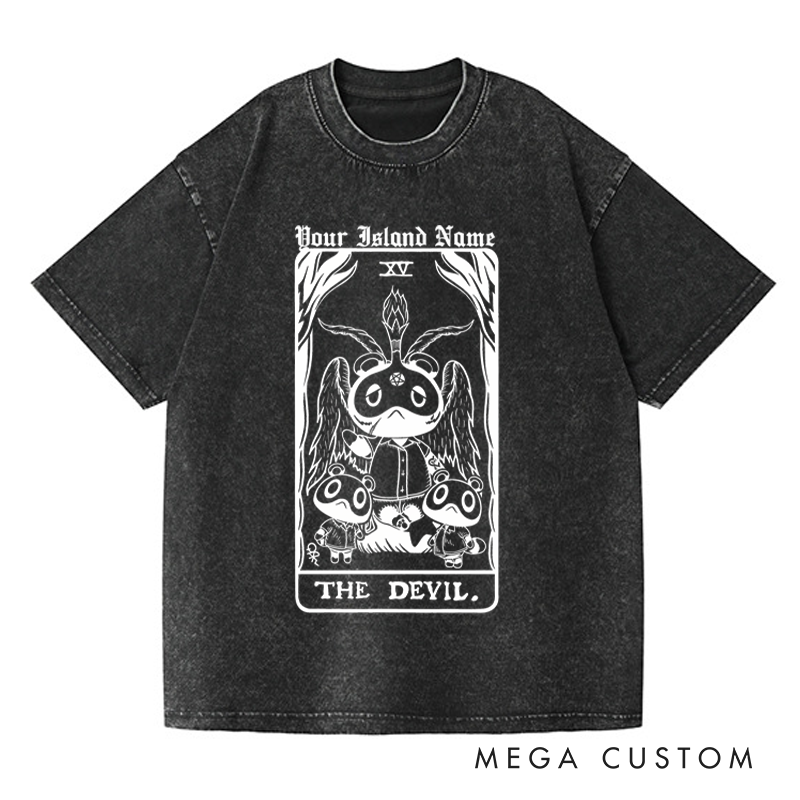Personalized the Devil Washed T-Shirts Video Game Tshirt Island Building Game Shirt