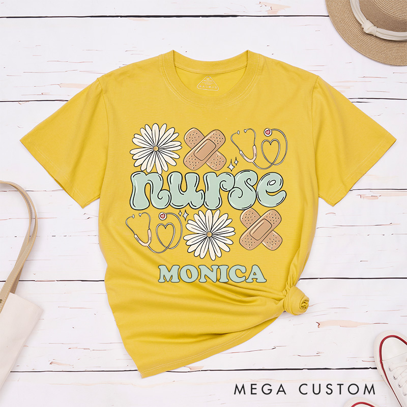 Personalized Nurse T-Shirts Compassion in Bloom Nurse Essentials Fashion Design T-Shirts