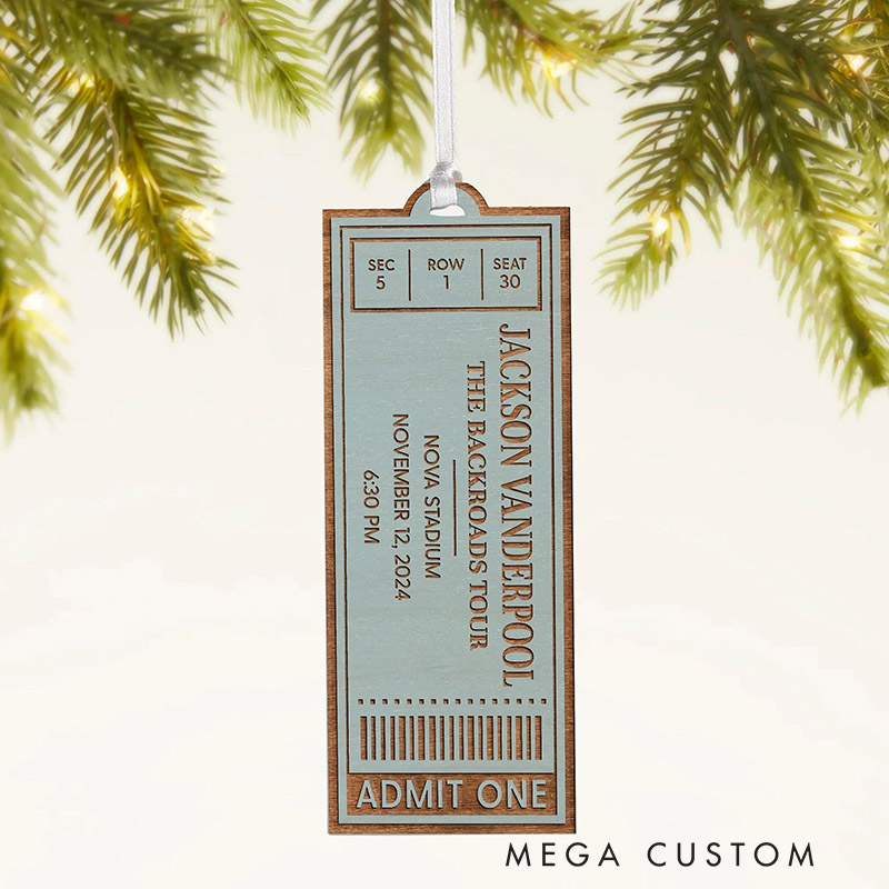 Personalized Favorite Concert Ticket Personalized Wood Ornament Christmas Gift Christmas Ornament Concert Tickets Memory Ornament for Him for Her
