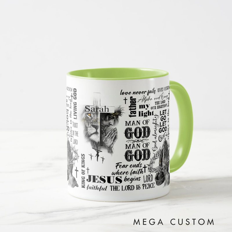 Personalized Man of God Religious Coffee Mug with Name Birthday Religious Baptism Gift for Family Friends Christians