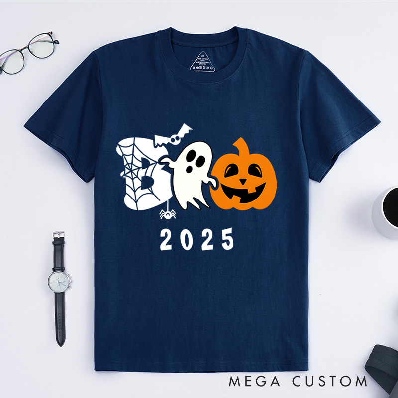 Personalized Ghost and Spider Web Halloween T-Shirt Perfect for Adding a Playful and Spooky Vibe T-Shirt