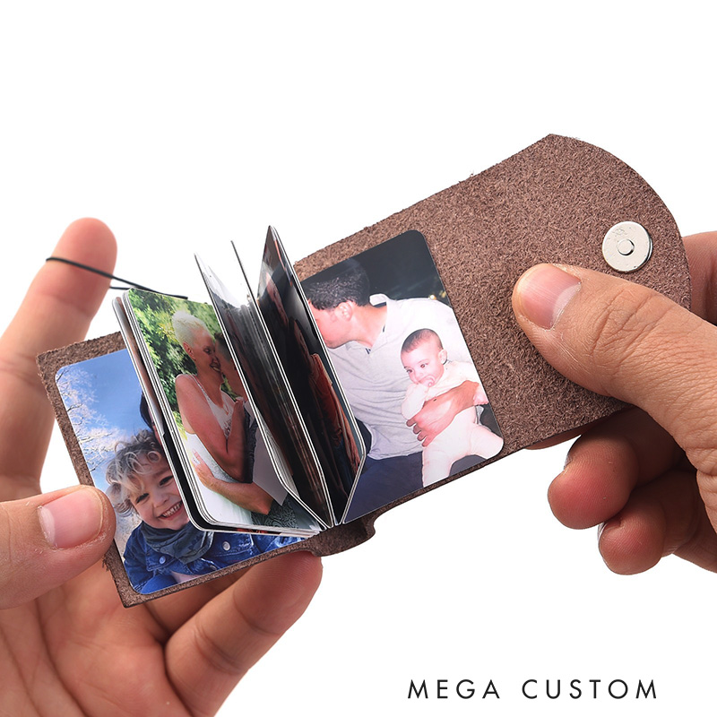 Personalized Mini Photo Keychain Small Custom Leather Memory Photo Mini Cute Picture Keychain for Family Boyfriend Girlfriend Couple Friends