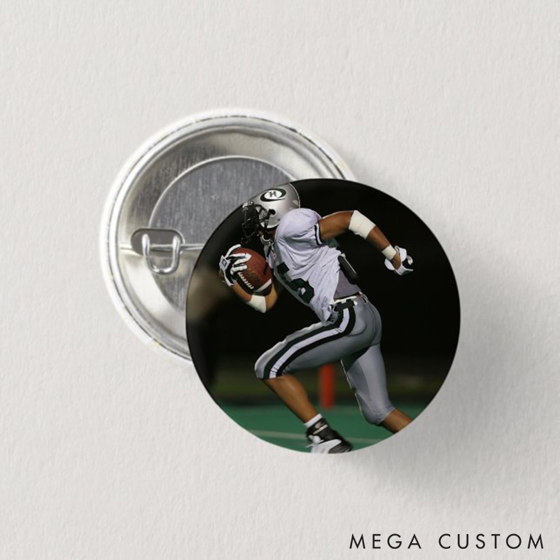 Personalized American Football Button Pin with Custom Your Dynamic Photo